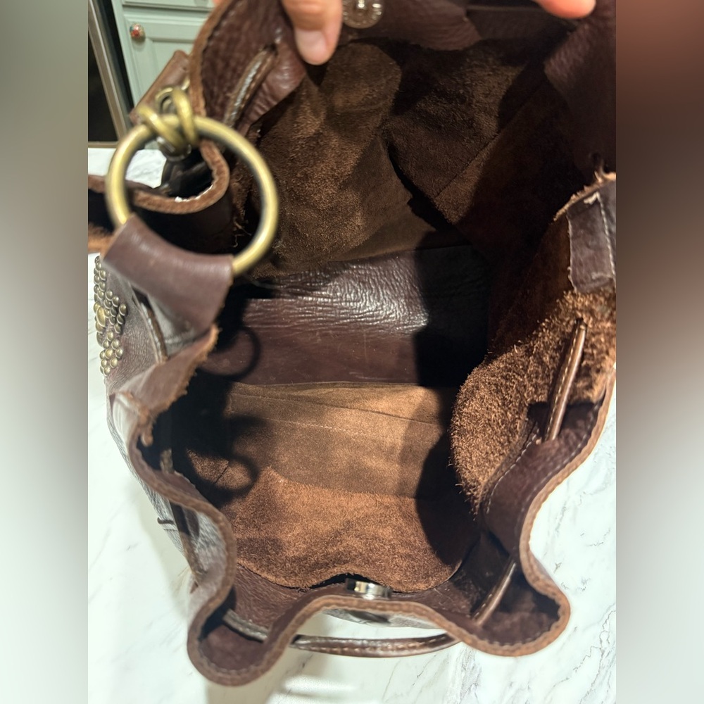 McFadin Brown Leather Shoulder Bag with Tassels - Picture 5 of 6